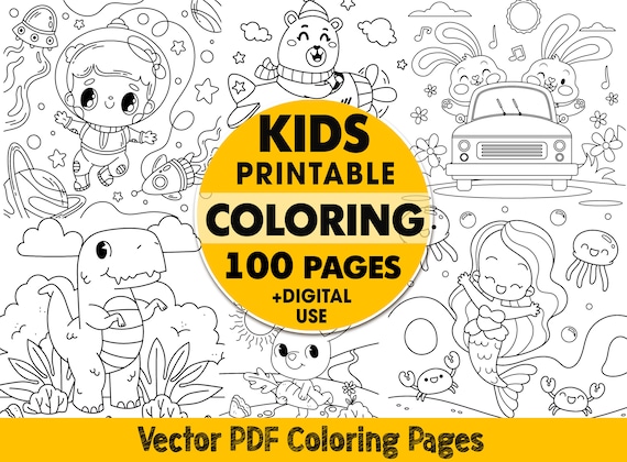 Coloring pages for kids printable digital coloring book pdf