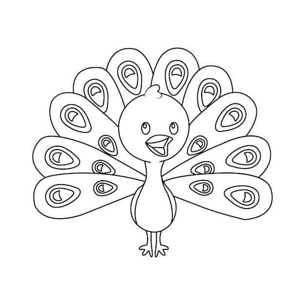 Premium vector peacock coloring page