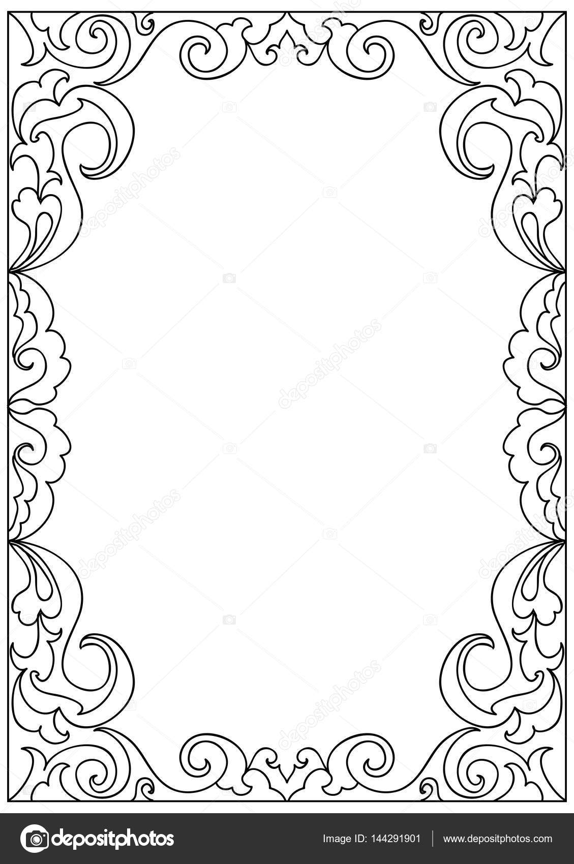 Decorative floral frame coloring page stock vector by nuarevik