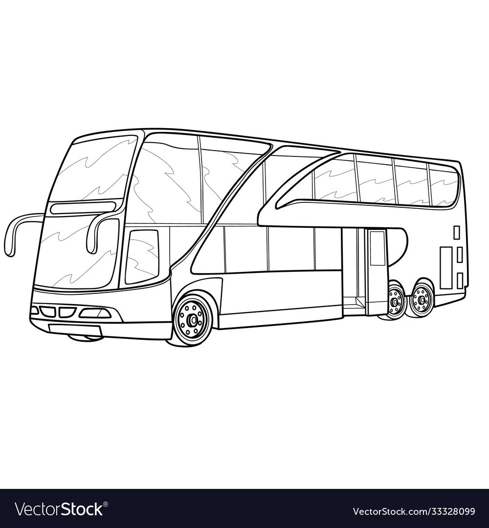 Sketch a passenger bus coloring book isolated vector image