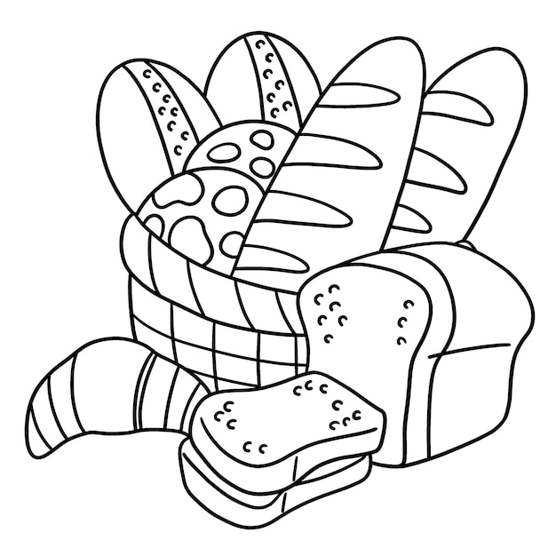 Premium vector thanksgiving baked bread isolated coloring page