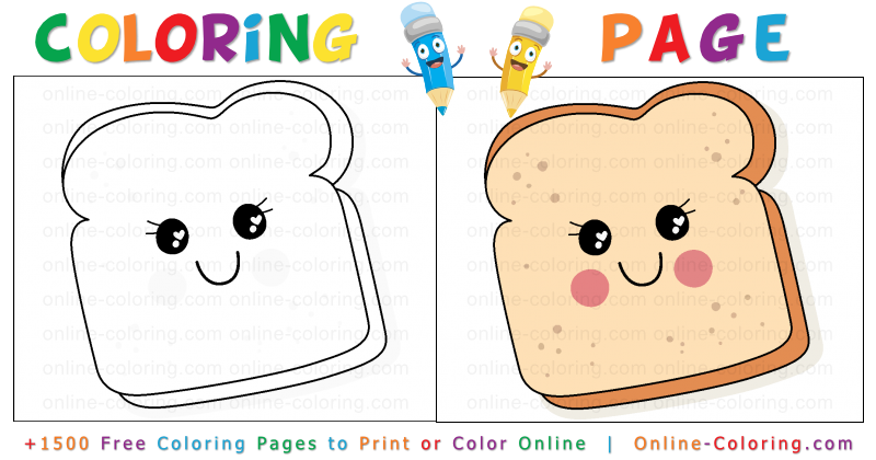 Kawaii bread slice free online coloring page
