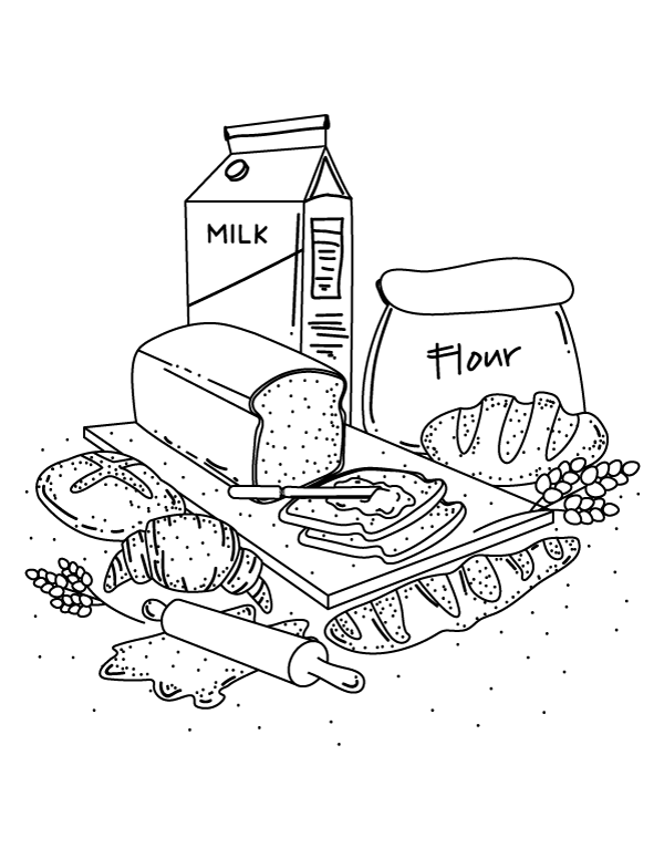 Printable bread coloring page