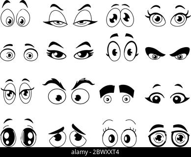 Outlined cartoon eyes set stock vector image art