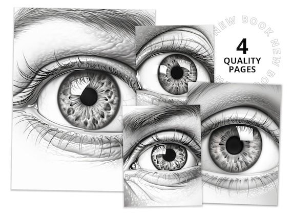 Stunning eyes coloring book printable coloring page for adult coloring book digital download grayscale coloring page