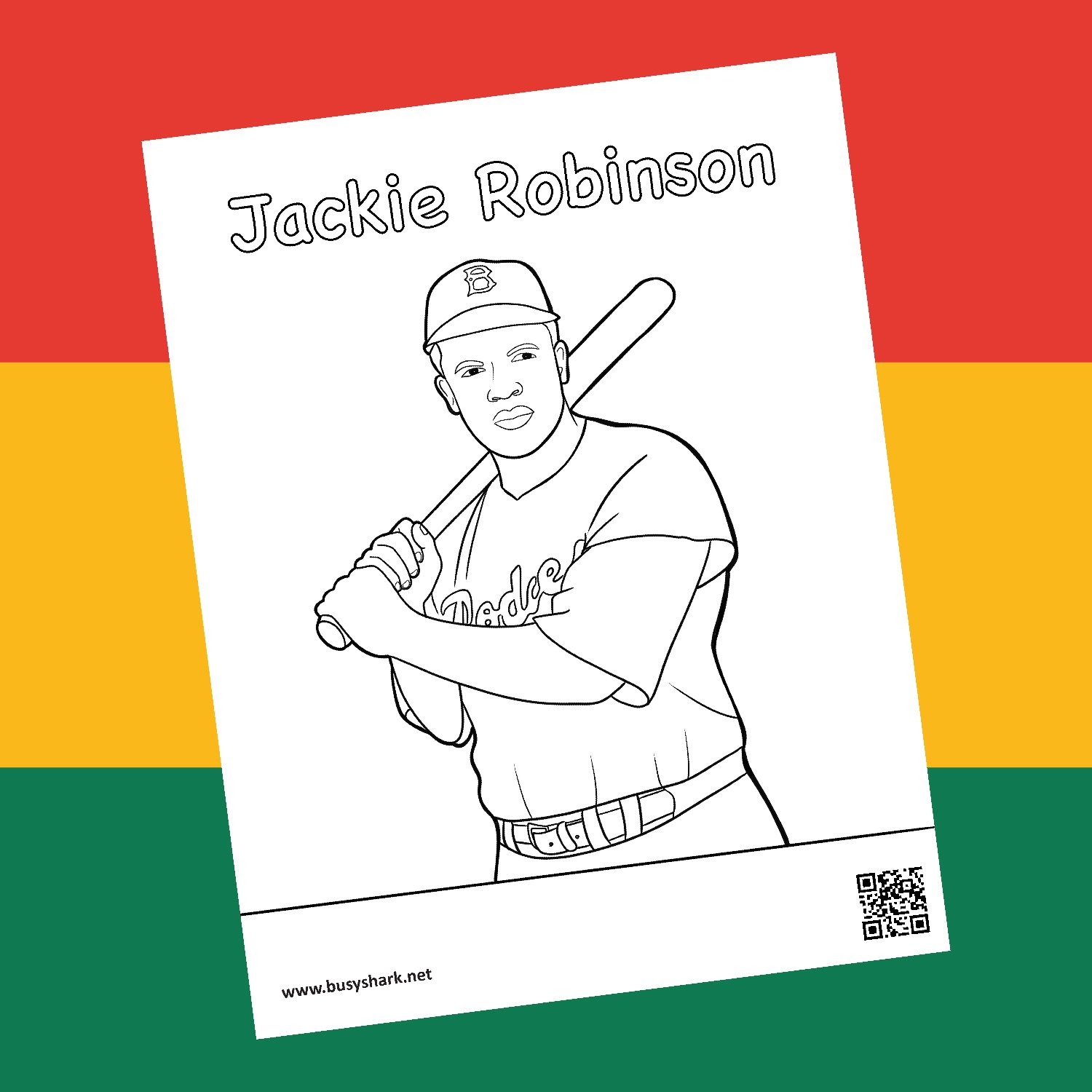 Jackie robinson coloring page free printable