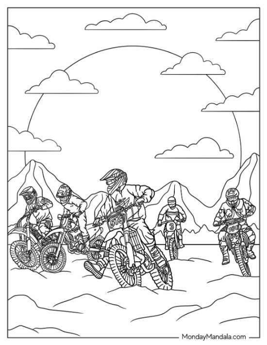 Dirt bike coloring pages free pdf printables