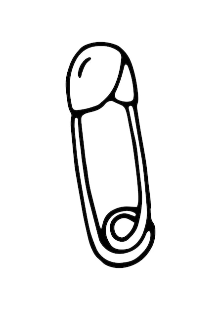 Premium vector pin fastening something doodle linear cartoon coloring