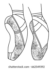 Ballet shoes pointe adult coloring book vector de stock libre de regalãas