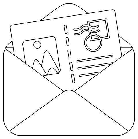 Postcard coloring page free printable coloring pages
