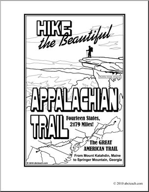 Clip art appalachian trail postcard coloring page i