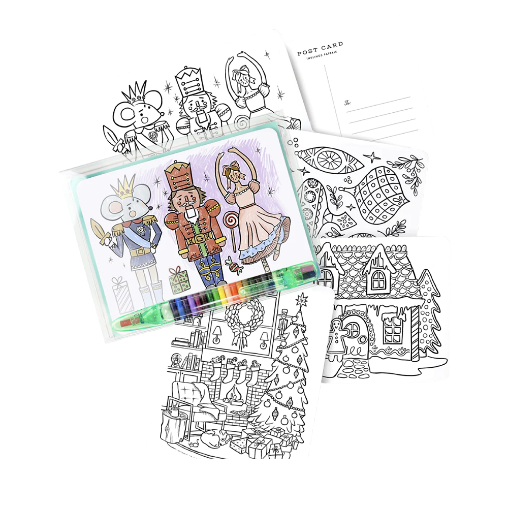 Christmas nutcracker postcard coloring kit on dlk â design life kids