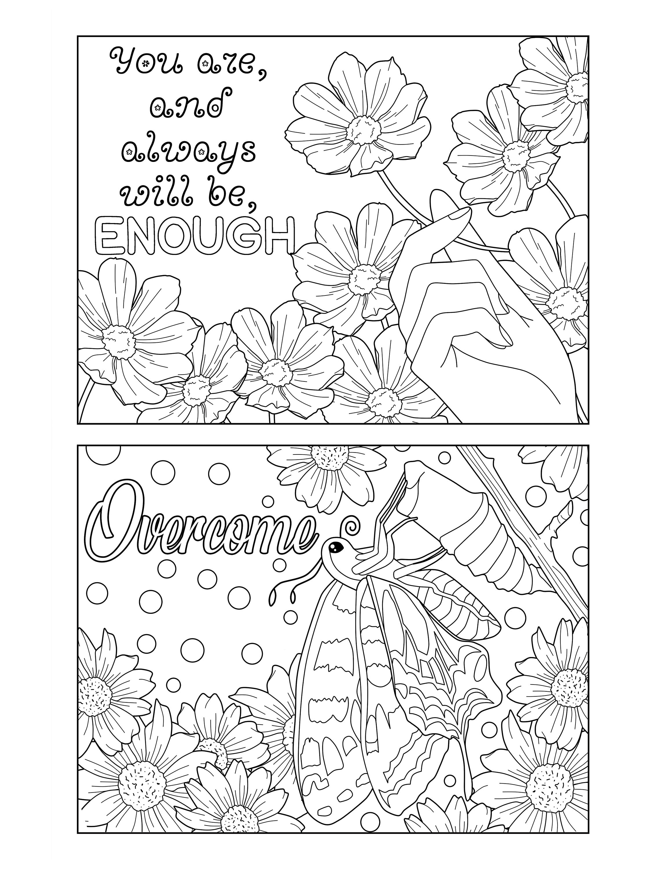 Kindness postcards coloring pages for adults printable coloring postcards instant download pdf