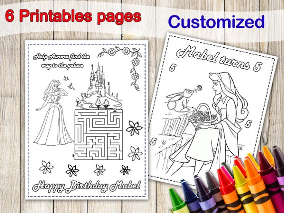 Princess aurora coloring pages sleeping beauty party favors princess aurora birthday princess aurora coloring book princess party favor