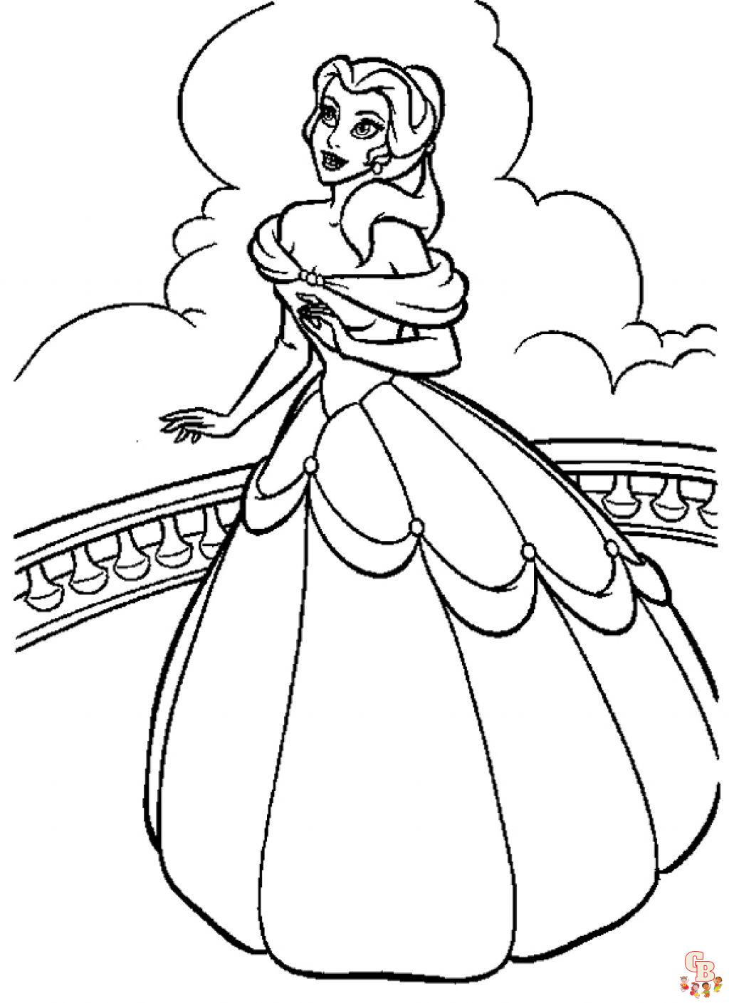 Belle princess coloring pages printable for kids