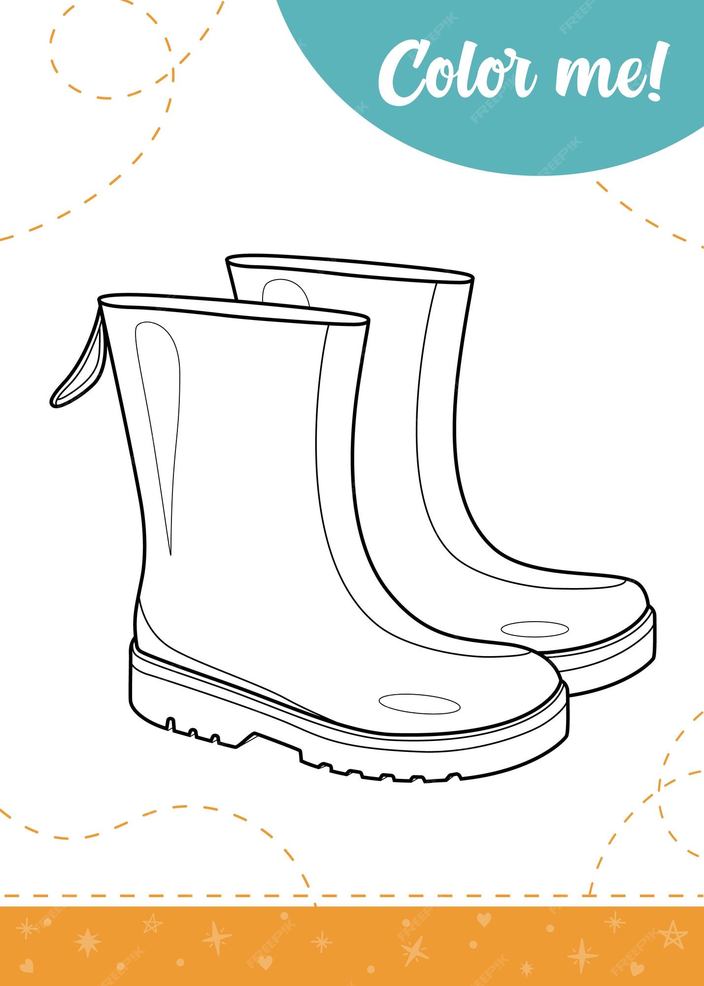 Premium vector coloring page for kids with rubber boots a printable worksheet vector illustration