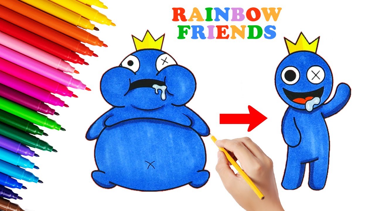 Rainbow friends blue got so fat vs blues baby coloring pages drawing and coloring roblox