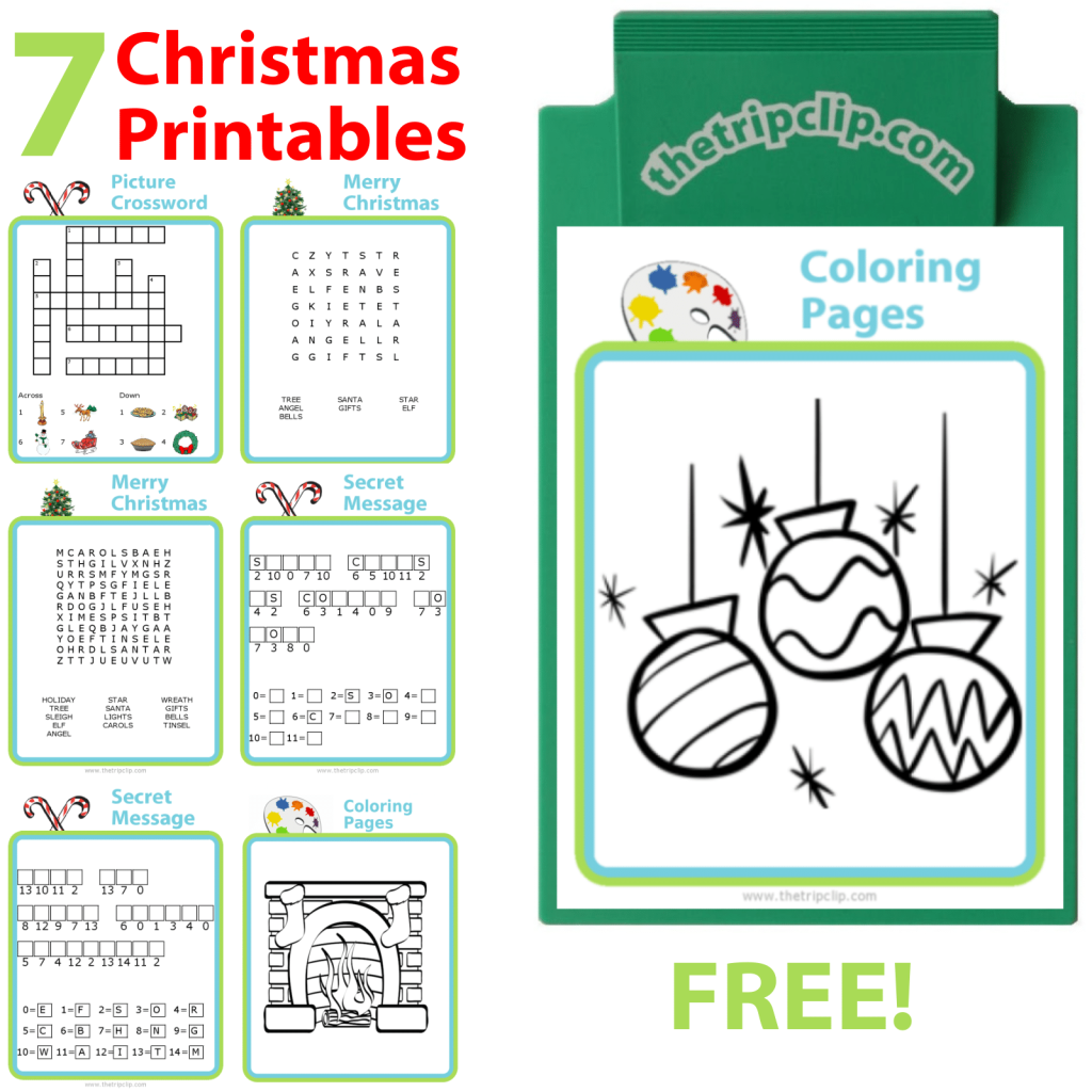 Christmas activity pages coloring crossword word search and cryptograms â the trip clip