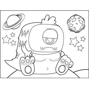 Sad block monster coloring page