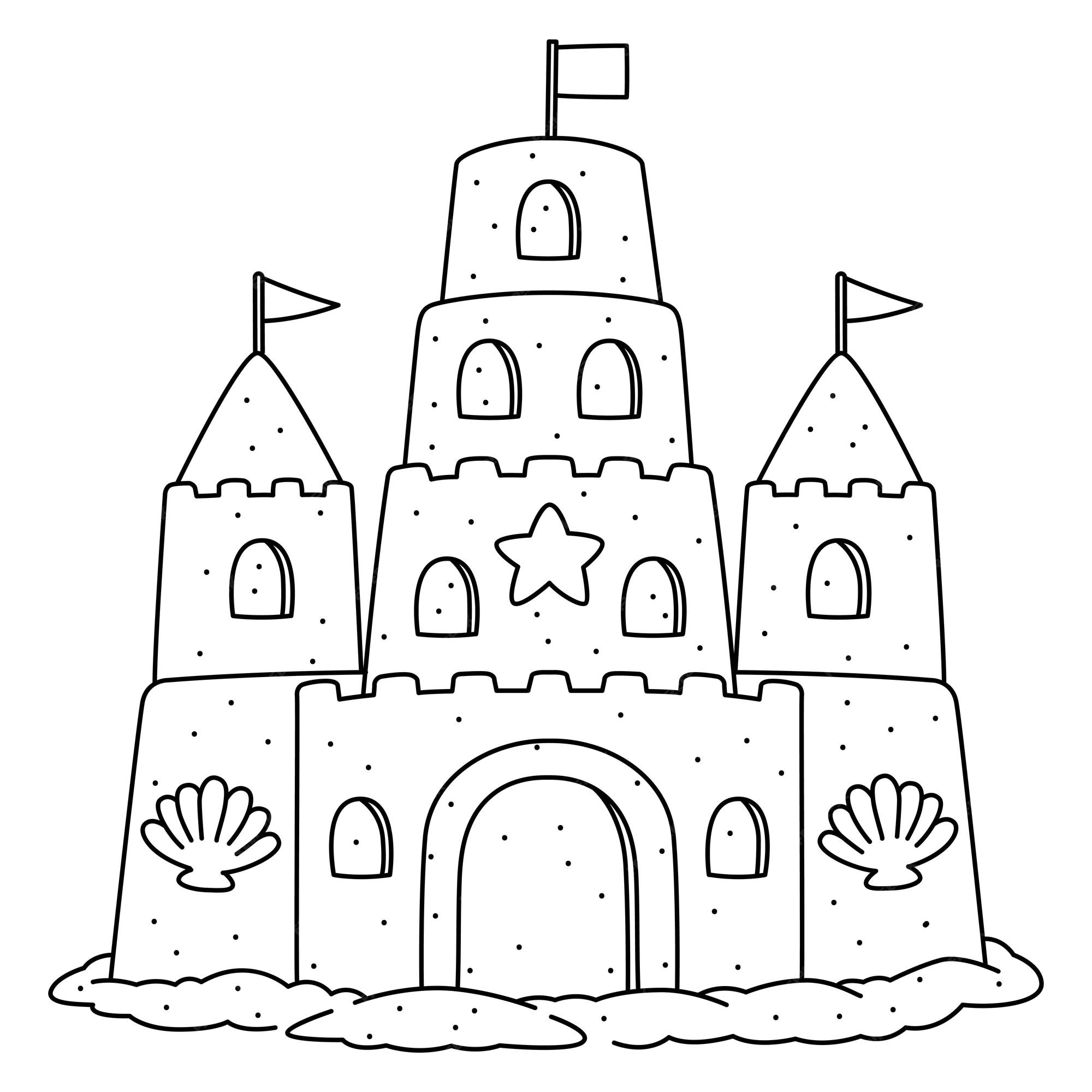 Premium vector a cute and funny coloring page of a sandcastle provides hours of coloring fun for children color this page is very easy suitable for little kids and toddlers