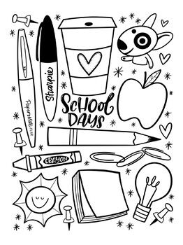 School days coloring sheet school coloring pages coloring sheets calendar doodles