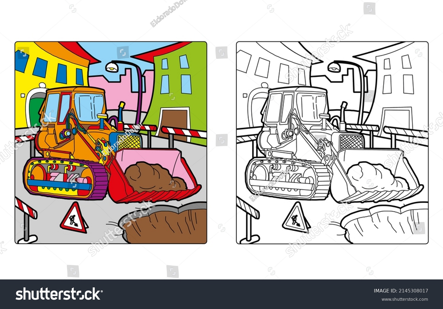 Coloring book childrean tractors truck vehicles stock illustration