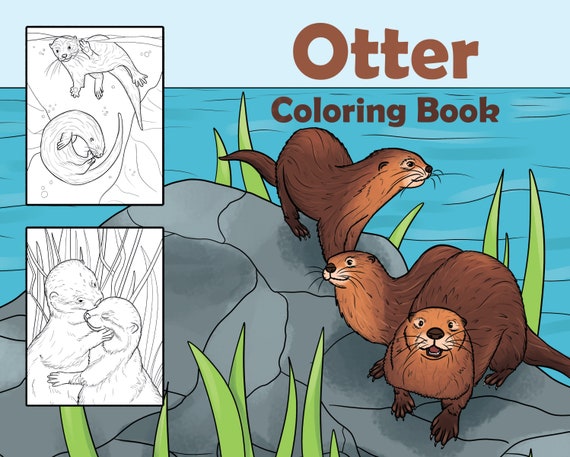 Otter coloring book digital coloring sheets otter gifts for women sea otter gift marine life cute otters kids coloring pages pdf
