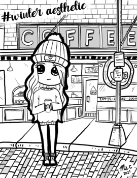 Winter aesthetic hot chocolate coloring sheet by art with ms c tpt