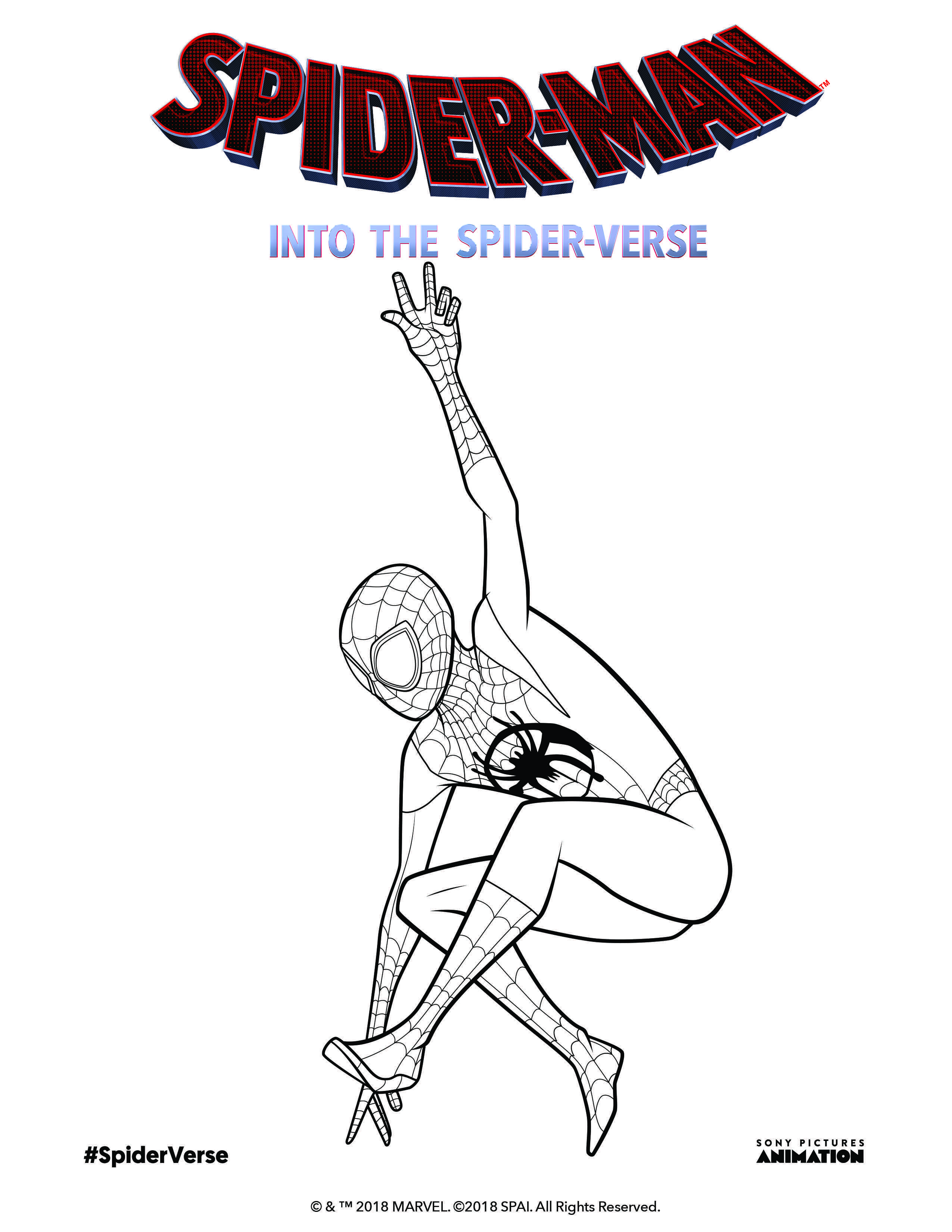Get ready for spiderman into the spiderverse by coloring milesmorales suited up in theaâ spiderman coloring avengers coloring pages coloring pages for kids