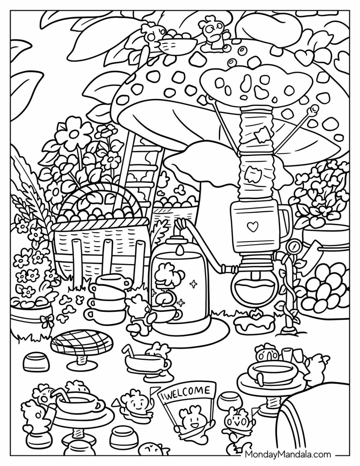 Aesthetic coloring pages free pdf printables