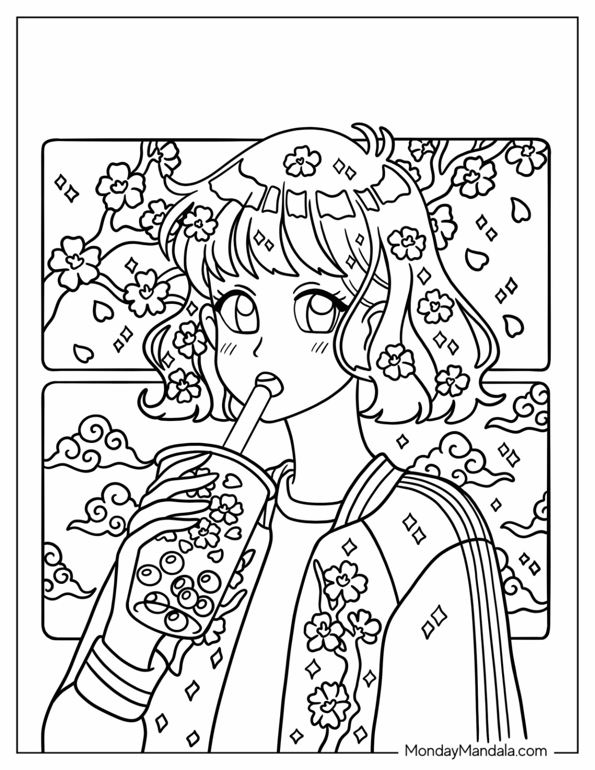 Aesthetic coloring pages free pdf printables