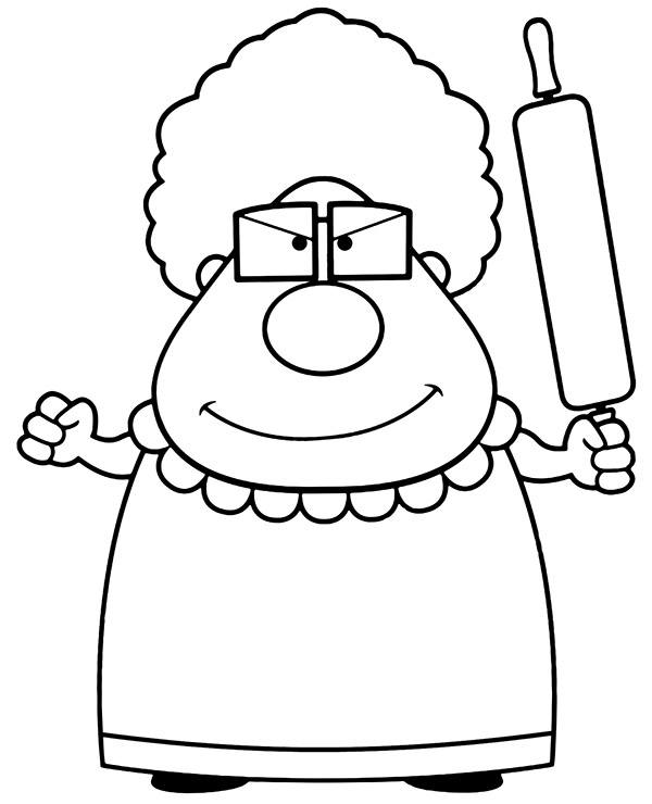 Crazy grandma coloring sheet printable