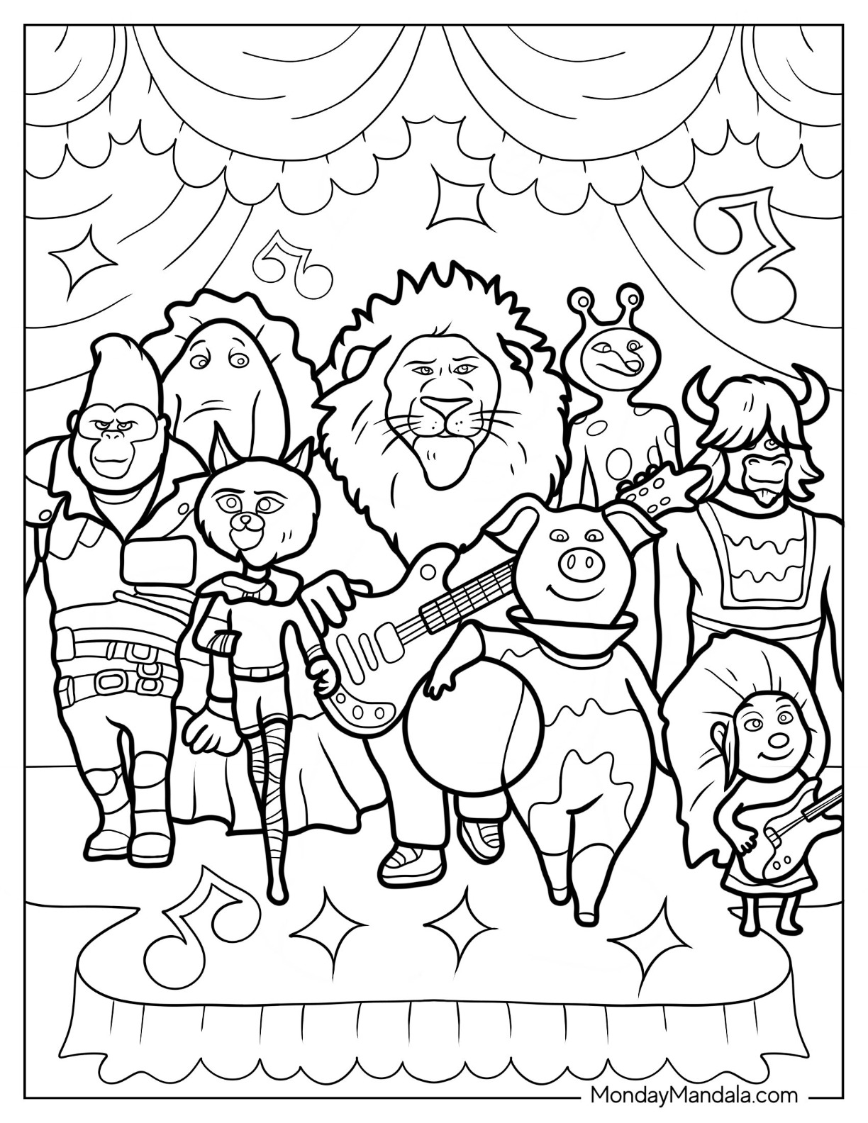 Sing coloring pages free pdf printables