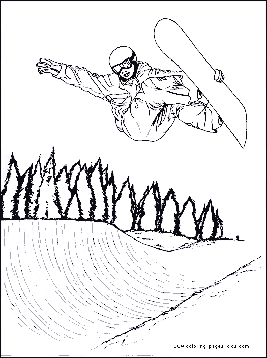 Snowboarding half pipe color page