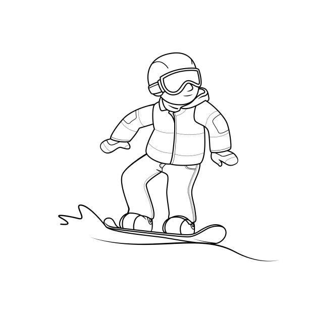 Vector illustration of people standing on snowboard in winter sport game isolated on white background sport petition or training concepts kids coloring page color cartoon character clipart stock illustration