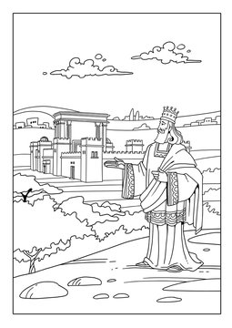 King solomon built the temple of jehovah in jerusalem illustration