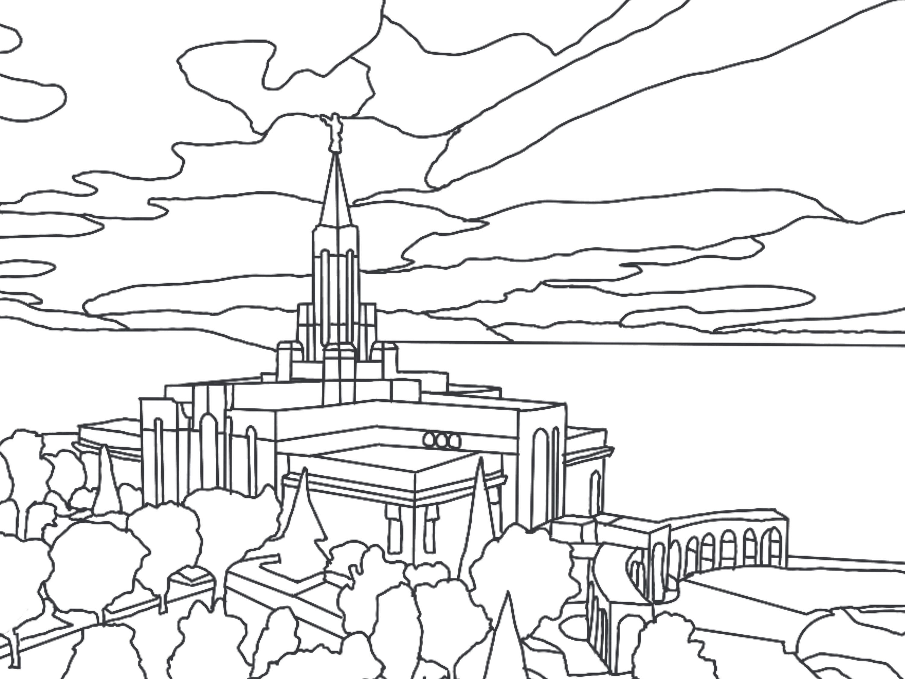 Bountiful utah temple coloring page