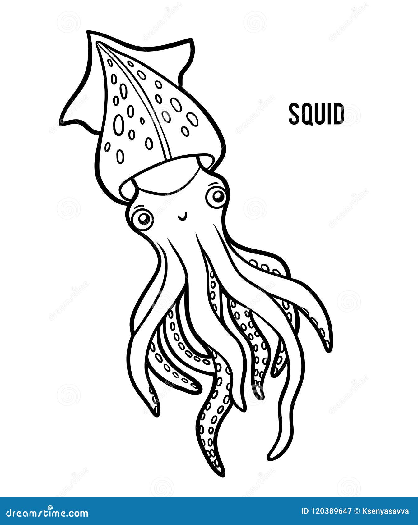 Coloring book squid stock vector illustration of giant
