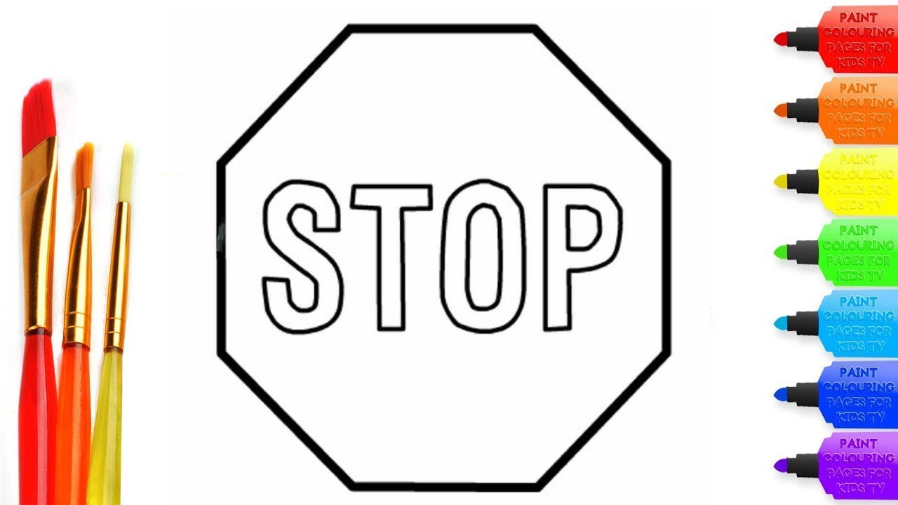 How to draw stop sign coloring page for kids i learn coloring book with stop sign