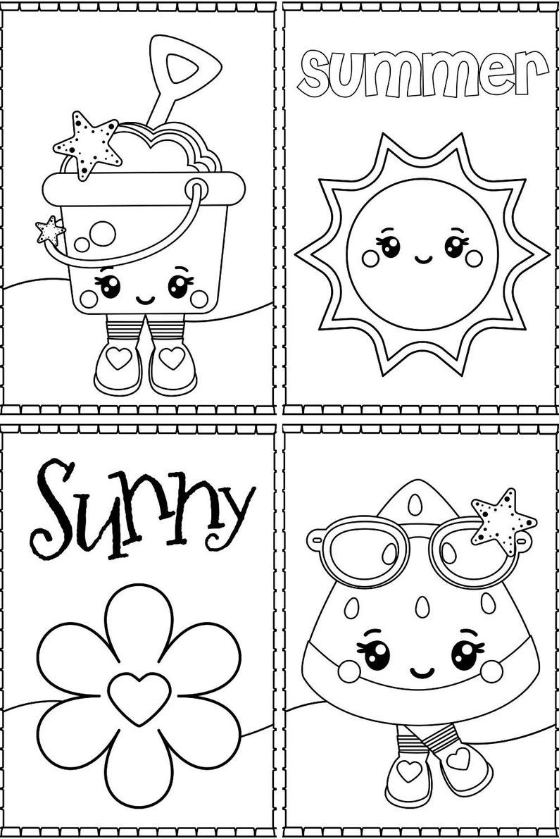Summer coloring pages for kids beach coloring book instant download