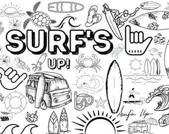 Huge printed surfs up coloring poster for kids