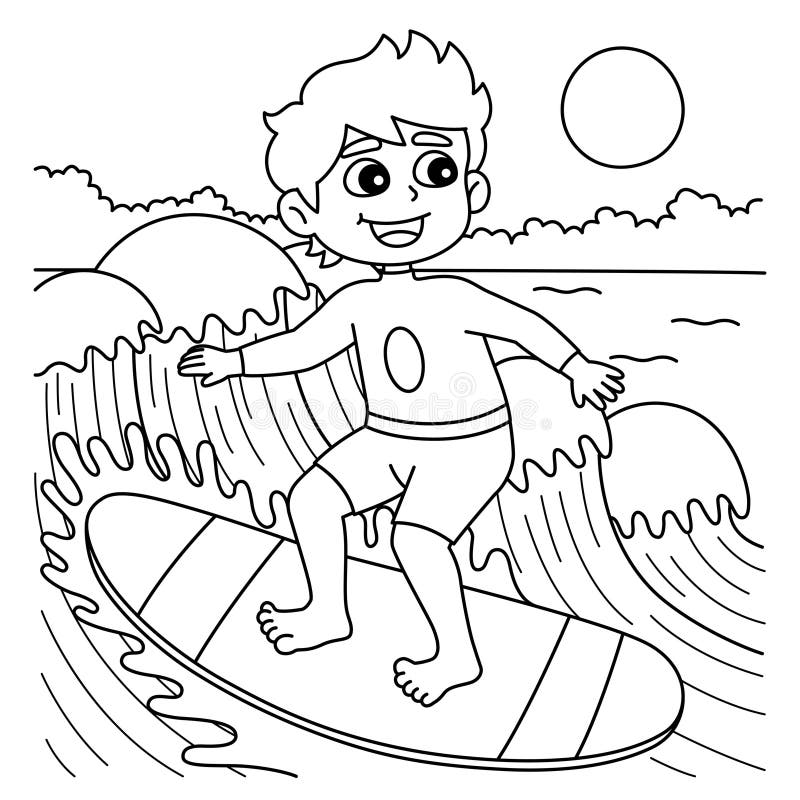 Coloring surfing stock illustrations â coloring surfing stock illustrations vectors clipart