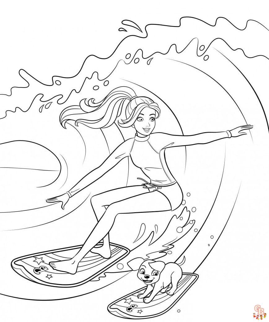 Printable surfing coloring pages free for kids and adults