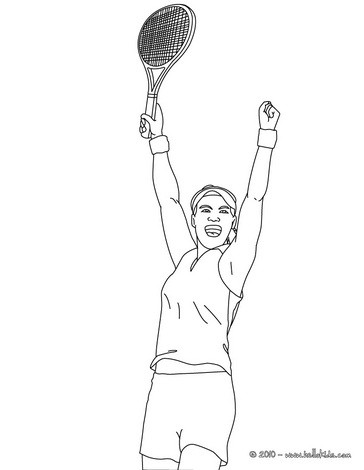 Woman tennis player winning coloring pages