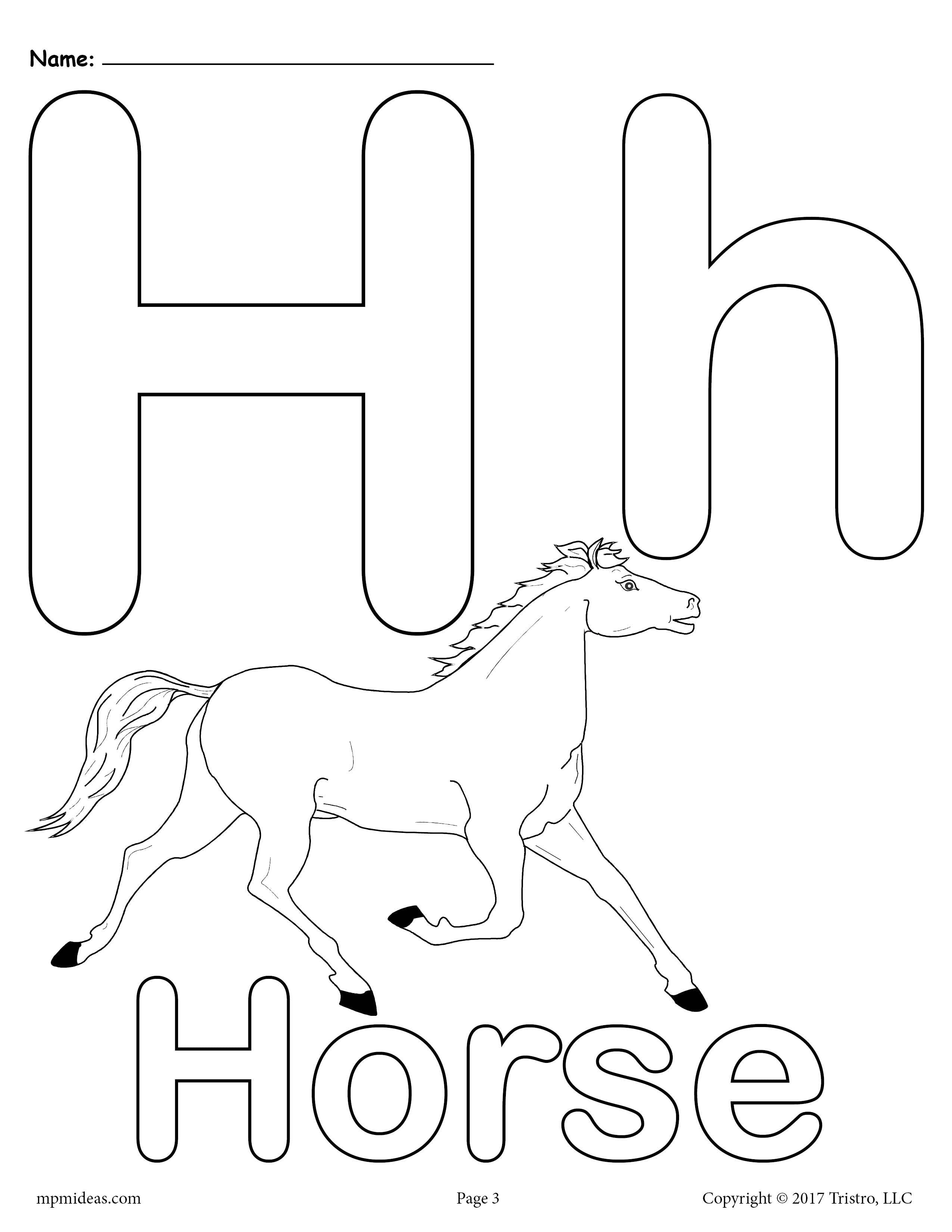 Letter h alphabet coloring pages