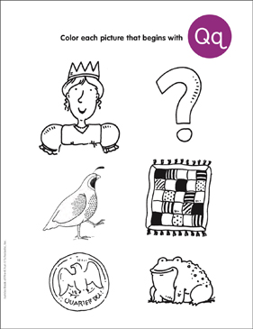 Color the pictures that begin with qq printable skills sheets