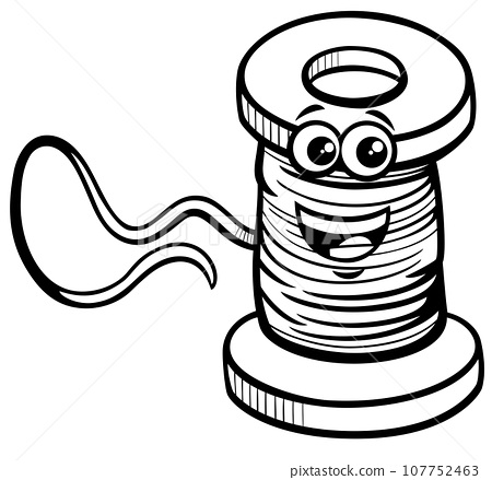 Cartoon spool of thread clip art coloring page