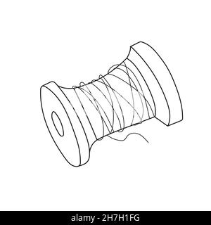 Simple coloring page needle vector illustration in hand drawn style isolated single sewing element stock vector image art