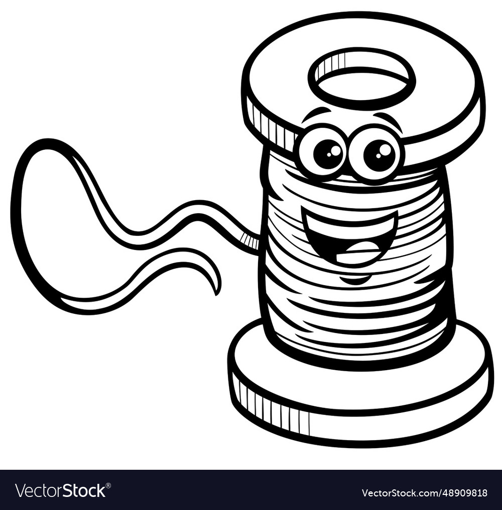 Cartoon spool of thread clip art coloring page vector image