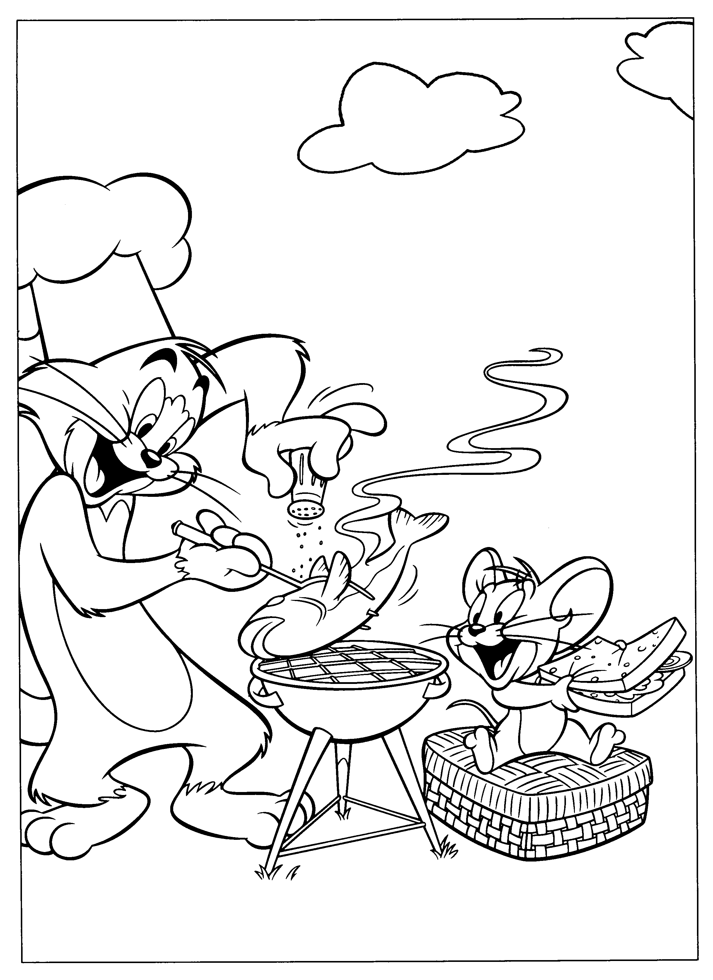 Free printable tom and jerry coloring pages for kids